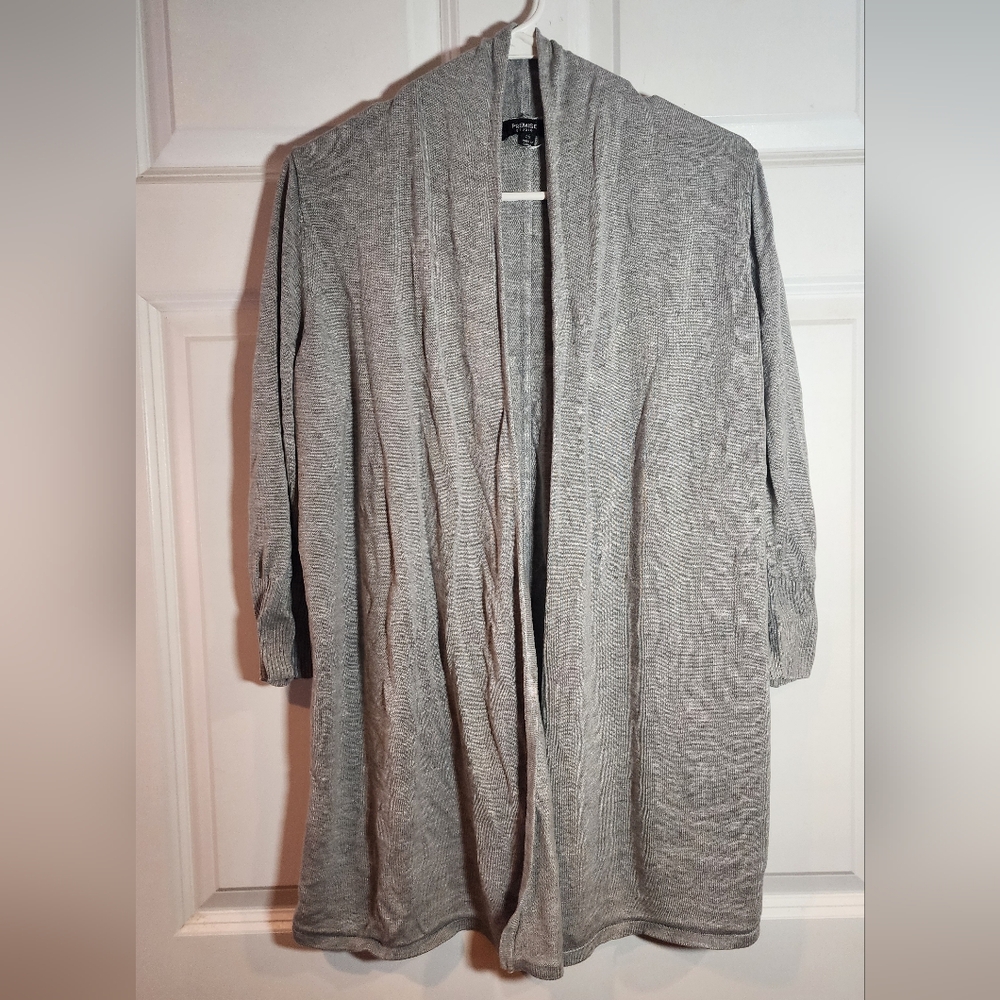 Premise Studio Gray 3/4 Sleeve Open Front Women's Cardigan Sweater 2X
